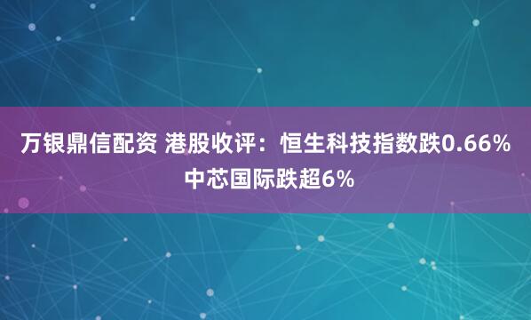 万银鼎信配资 港股收评：恒生科技指数跌0.66% 中芯国际跌超6%